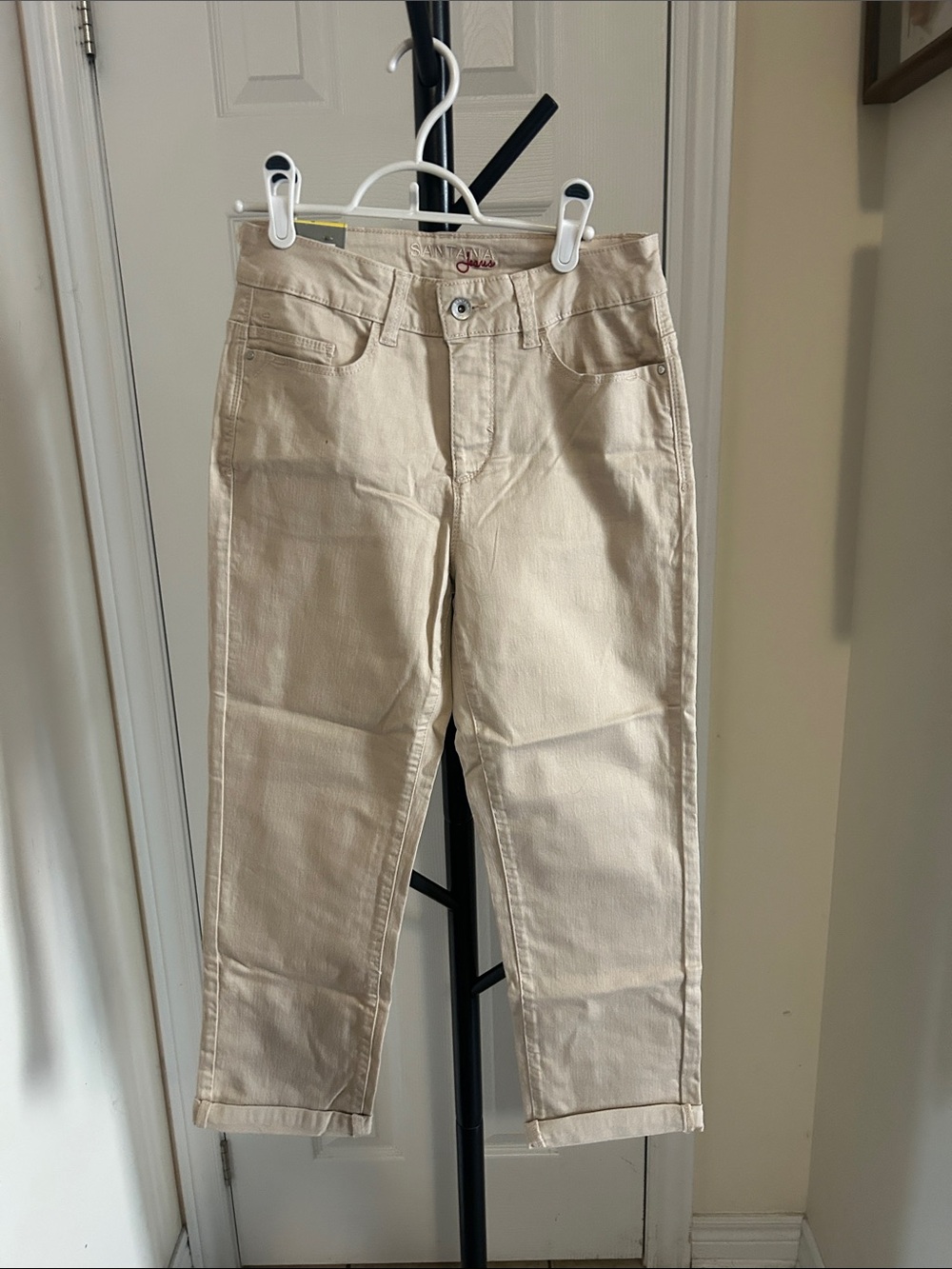 Casual Cream High-Rise Cropped Pants